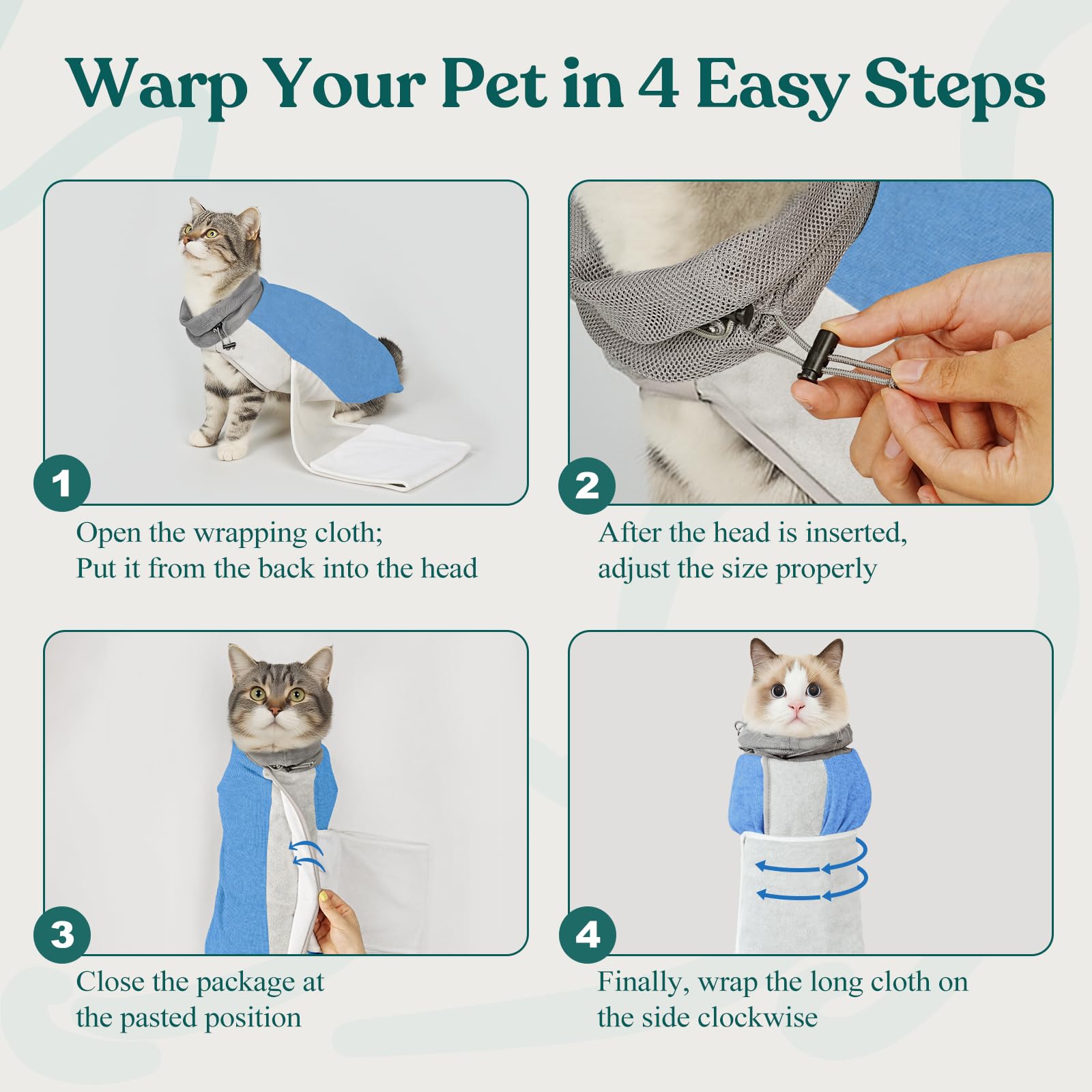 Supet acceso múltiple para gato permite exposición selectiva para grooming.