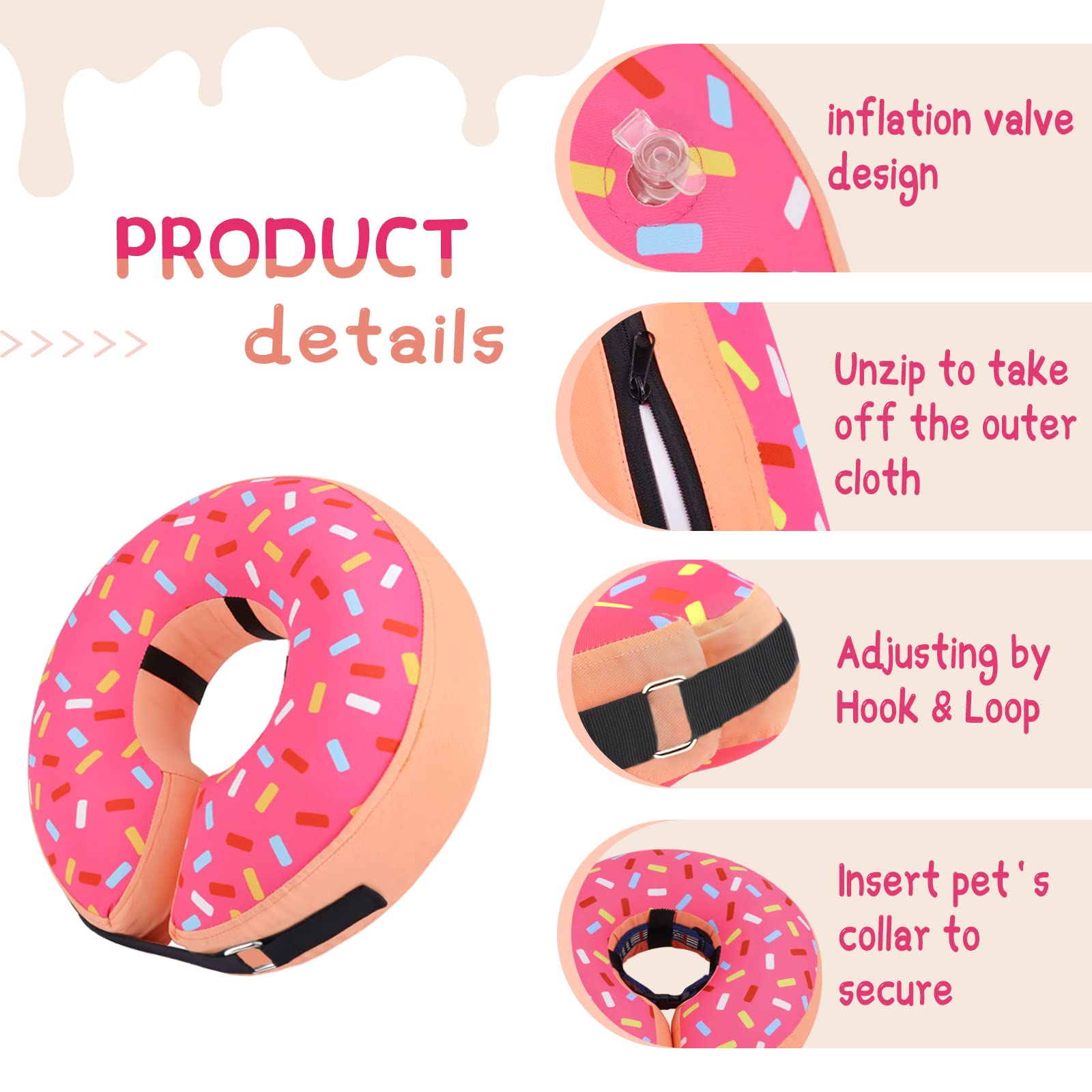 Supet acclimation-friendly inflatable donut cone helps pets adjust calmly