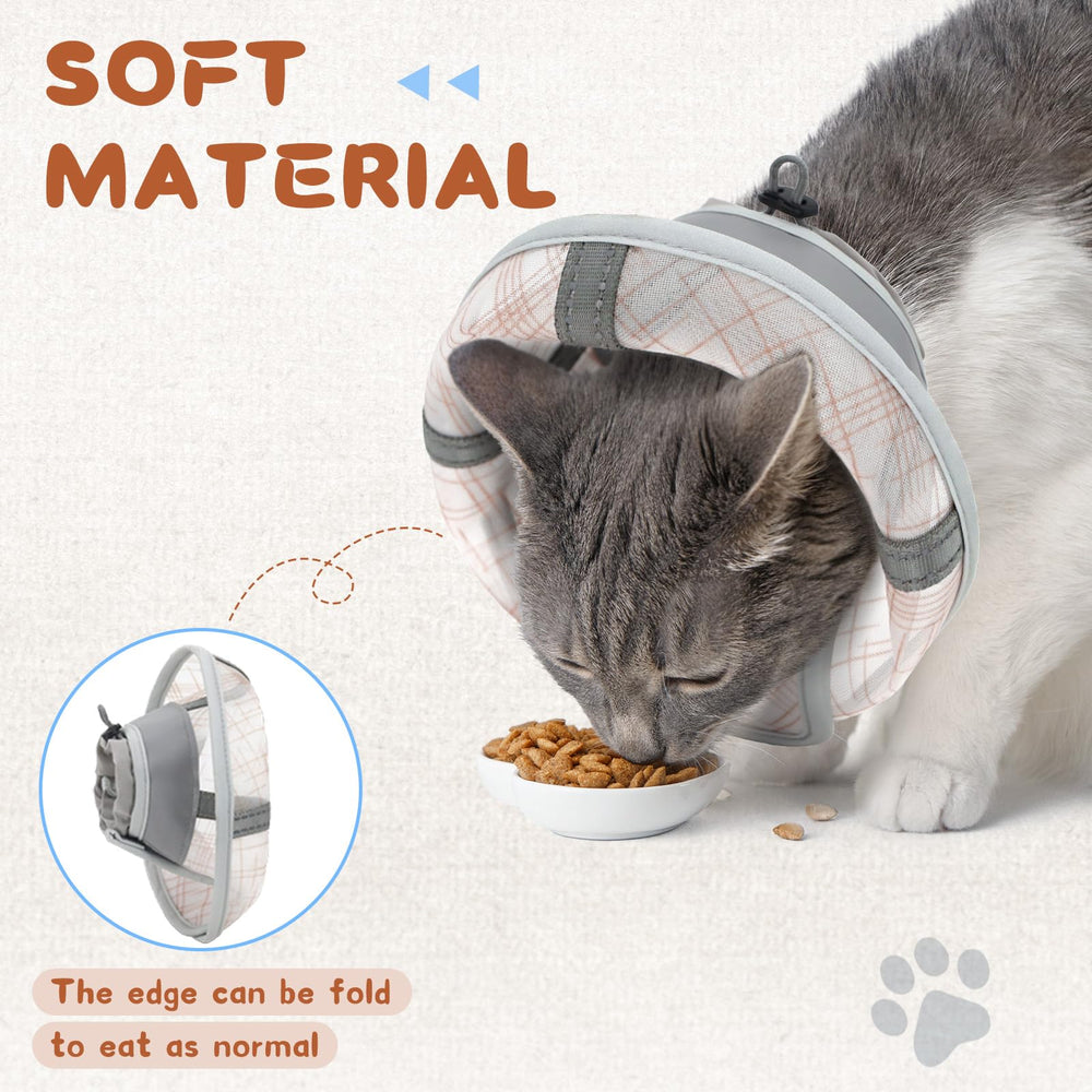 Supet Cat Cone Collar Soft wearing-while-resting demonstrates unobstructed vision during daily routines.
