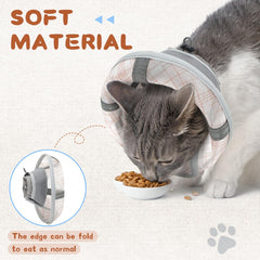 Supet Cat Cone Collar Soft wearing-while-resting demonstrates unobstructed vision during daily routines.