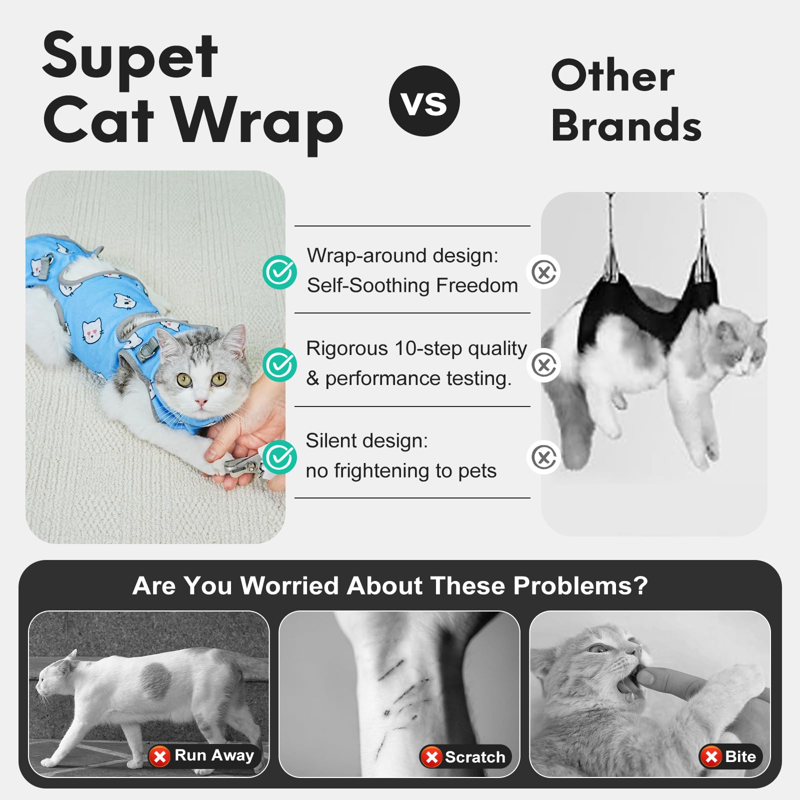 Supet cat ear-cleaning wrap keeps the cat calm while ear care.