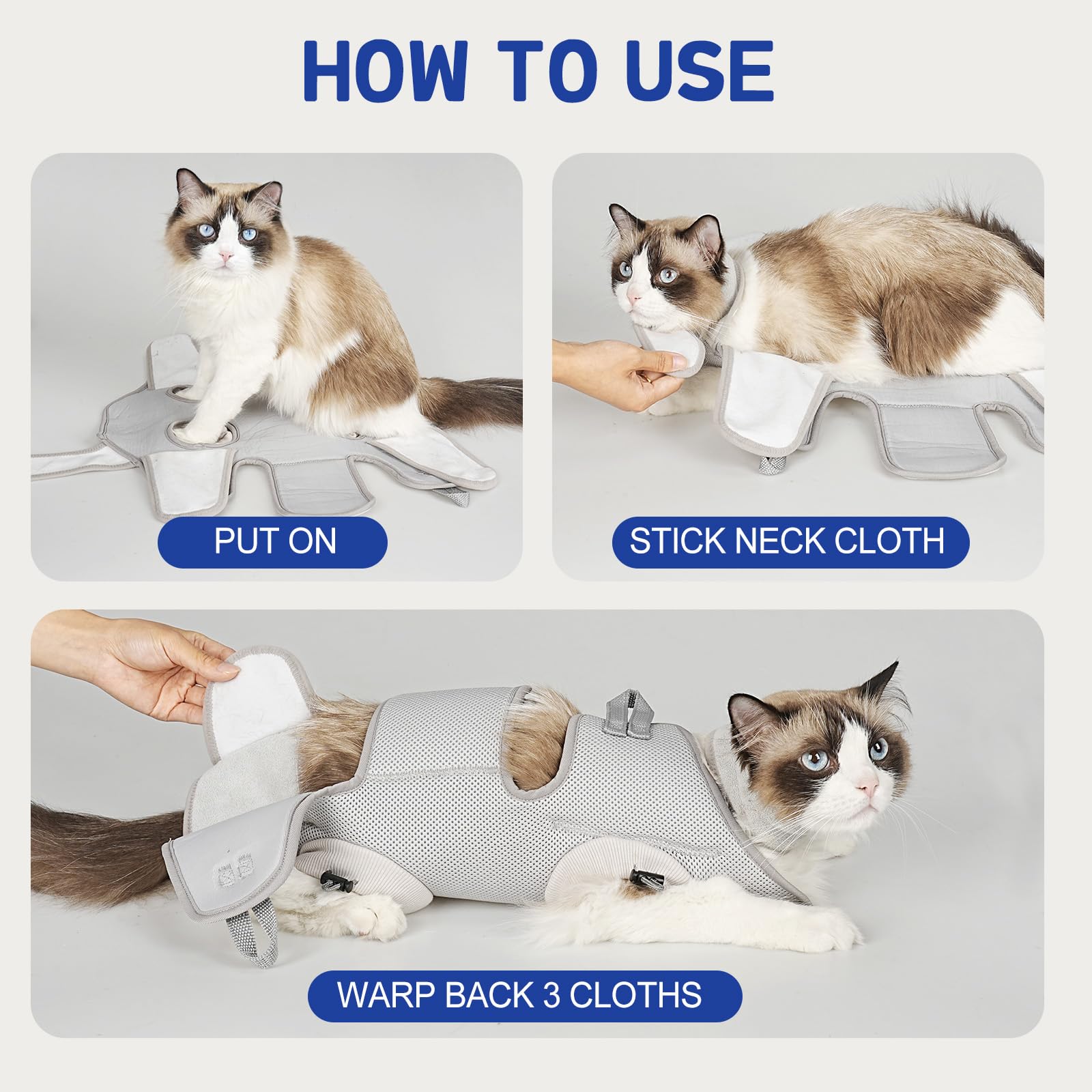 Supet cat grooming hammock harness size chart helps choose the right fit.