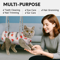 Supet Cat Grooming Hammock self-adhesive setup demonstrates easy, stress-free grooming