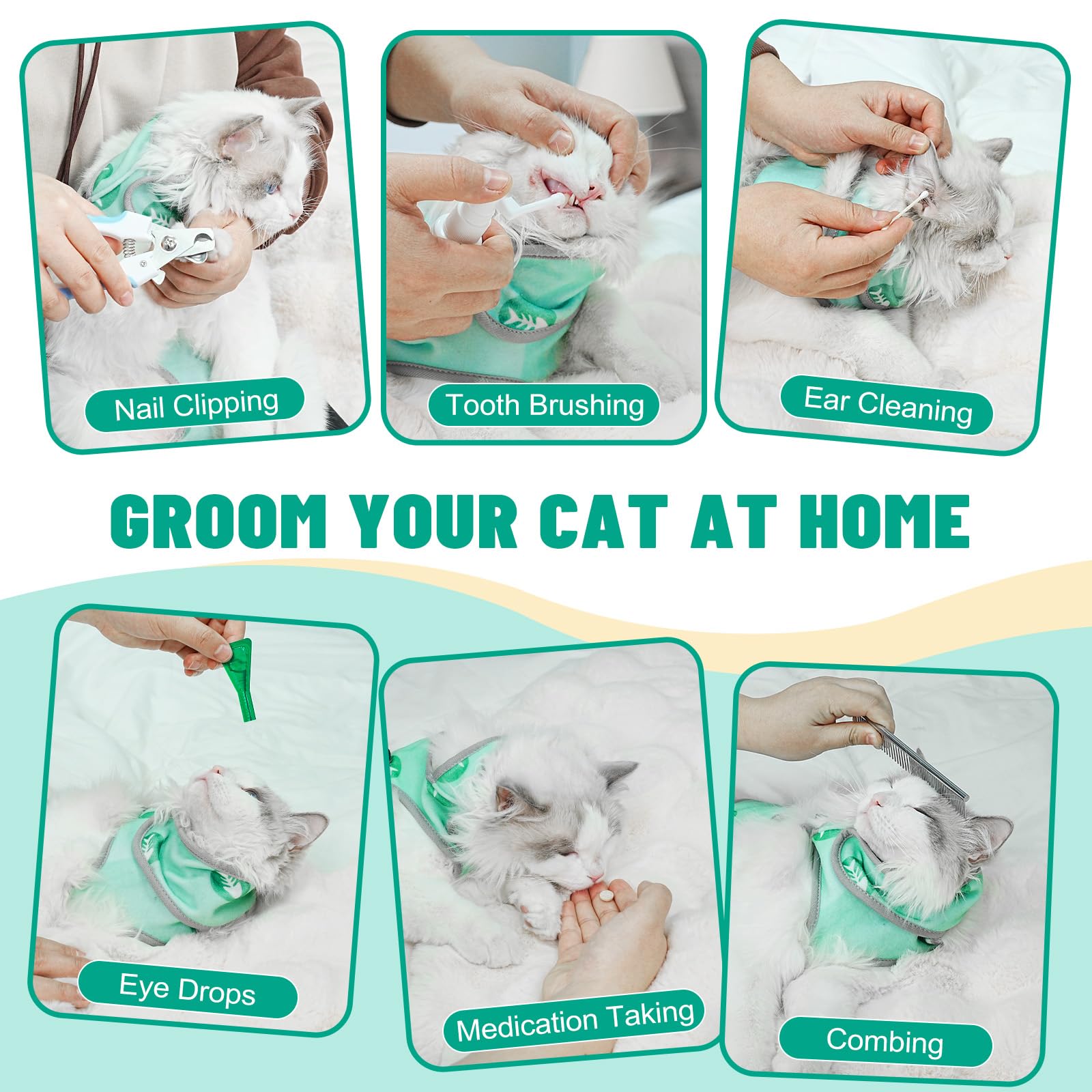 Supet Cat Grooming Hammock features snug plush edges for comfortable, chafe-free grooming sessions.
