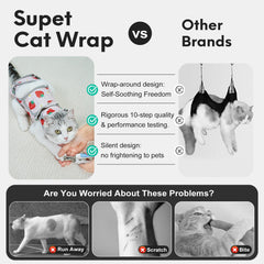 Supet Cat Grooming Hammock two-way use with adjustable strap for hands-free grooming