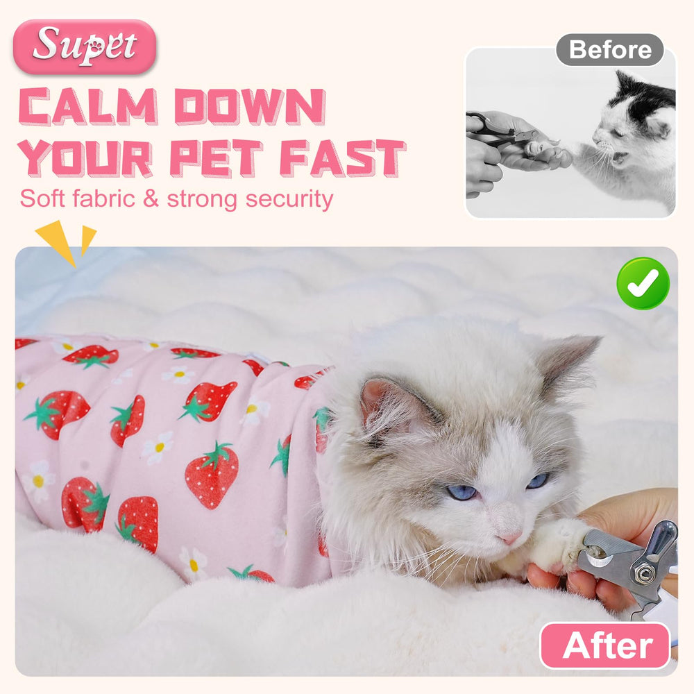 Supet cat grooming wrap nail-trimming secure wrap reduces escape risk.