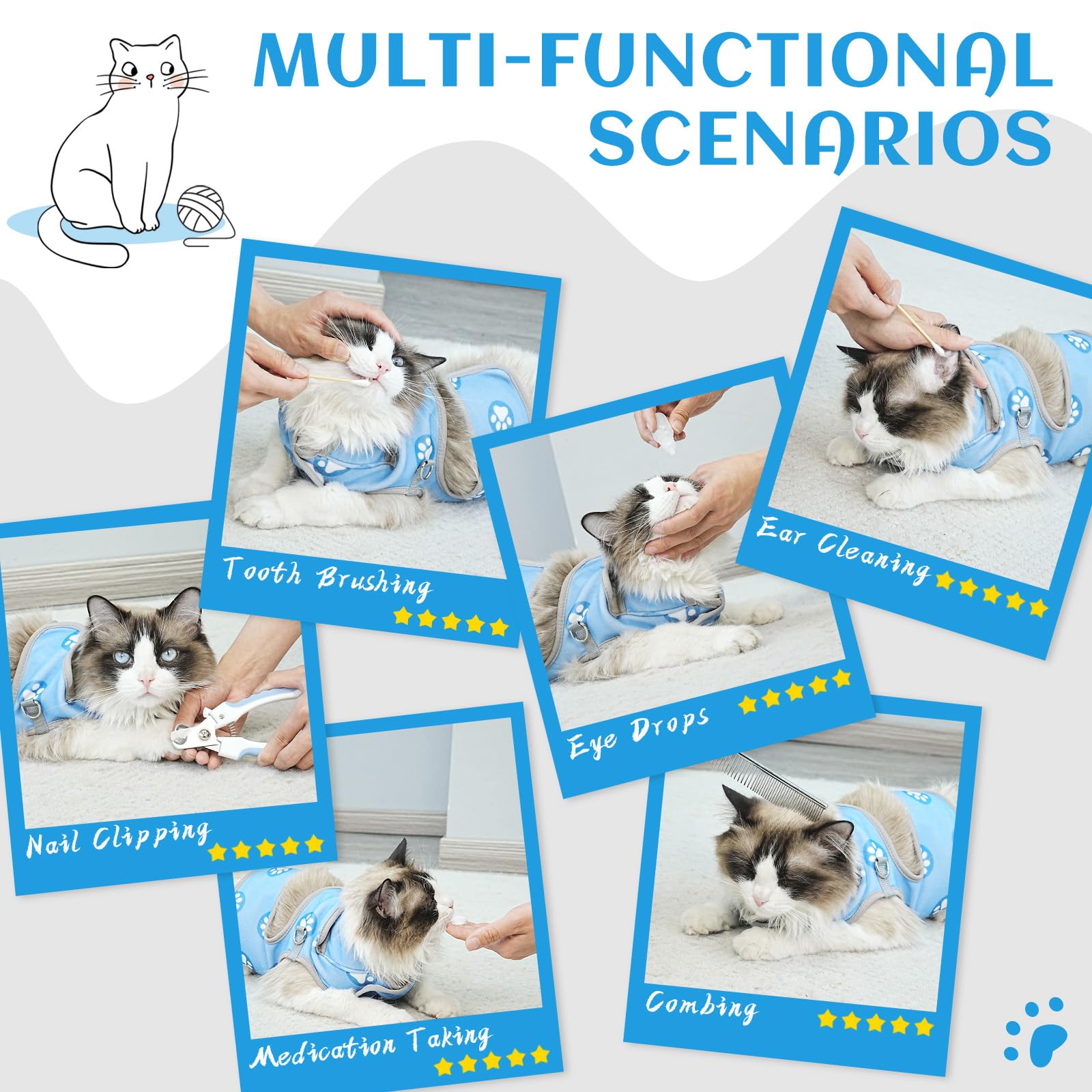 Supet cat wrap calm embrace: a multi-use grooming companion for cats