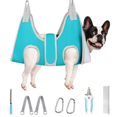 Supet dog grooming hammock assembled shows safe, breathable design for at-home grooming.