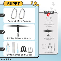 Supet dog grooming hammock XS size fits small pets like Teddy.