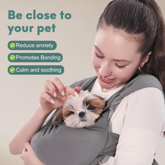 Supet dog sling carrier hands-free use lets you multitask while pet stays secure.