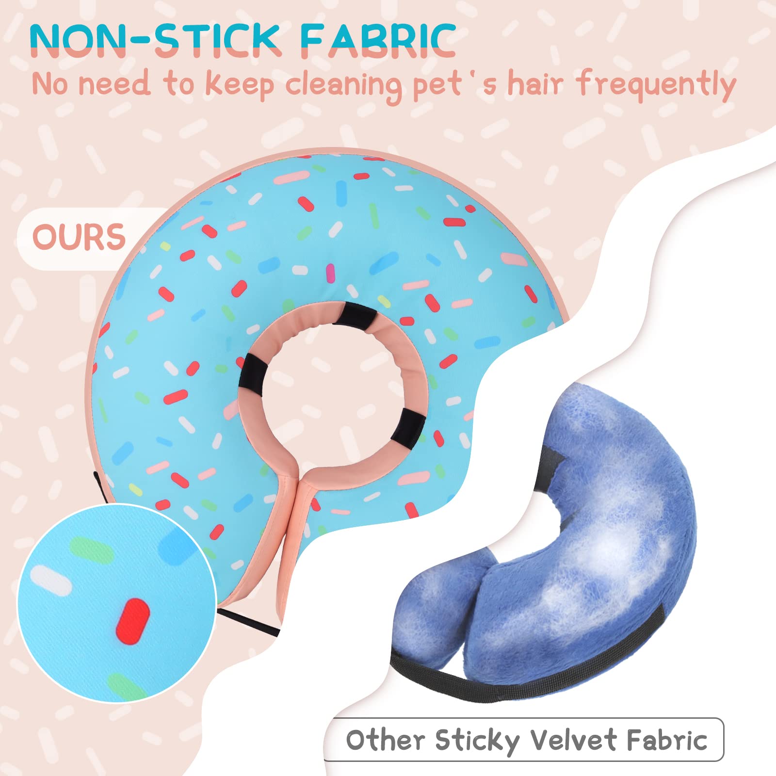 Supet donut collar inner strap fixation detail keeps collar in place