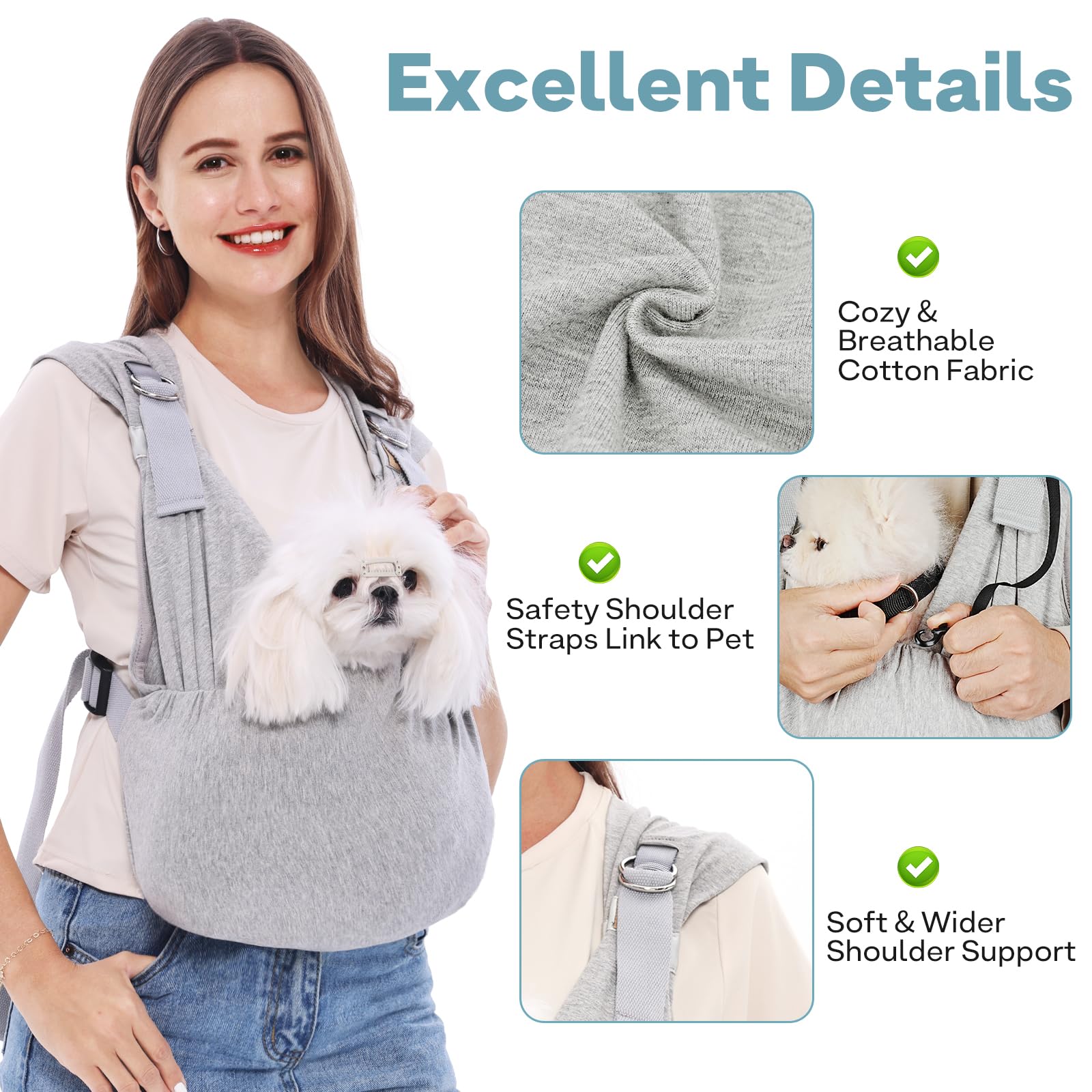 Supet front carrier adjustable buckles offer a customizable, stable fit for small pets.