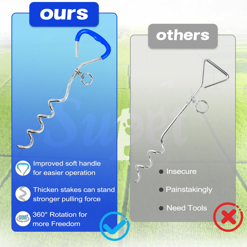 Supet ground-screw stake in action; quick install for camping and parks