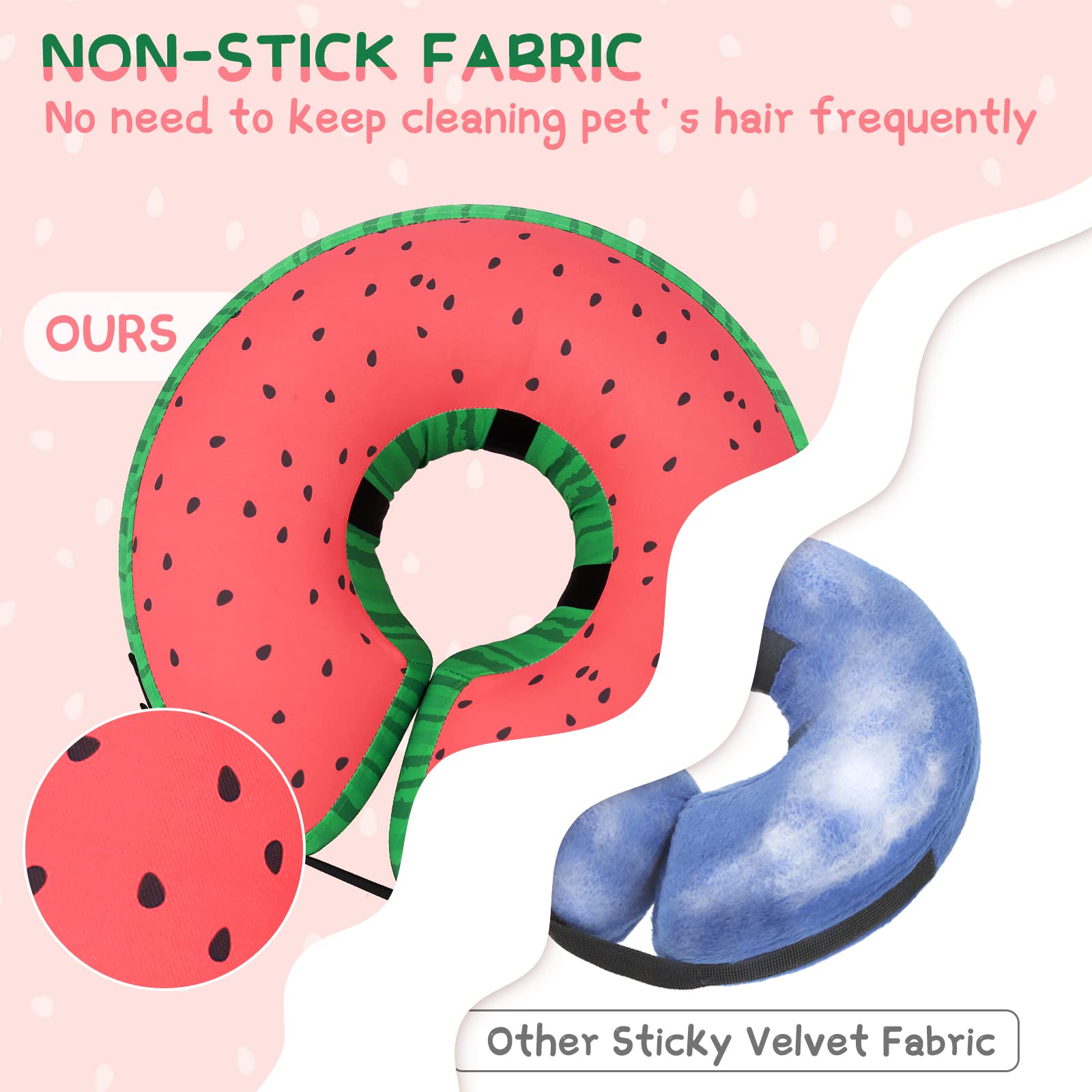 Supet inflatable dog cone collar with Velcro strap provides adjustable, secure fit.