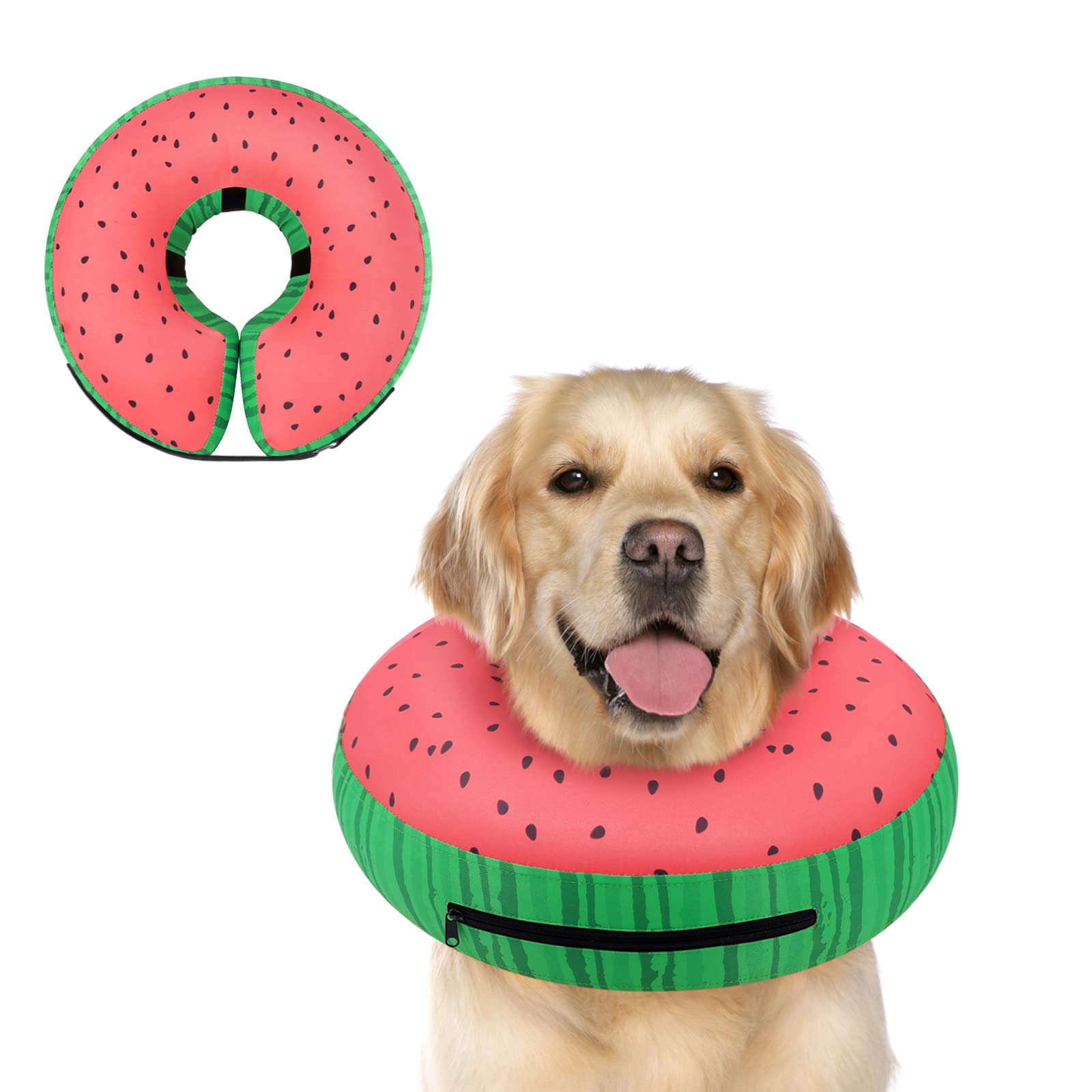 Supet inflatable cone on dog neck, donut design supports comfort during recovery