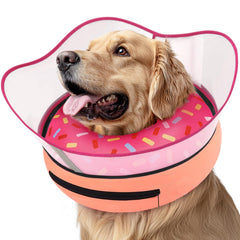 Supet raised inflatable dog cone donut closeup shows the soft donut design for comfortable recovery.