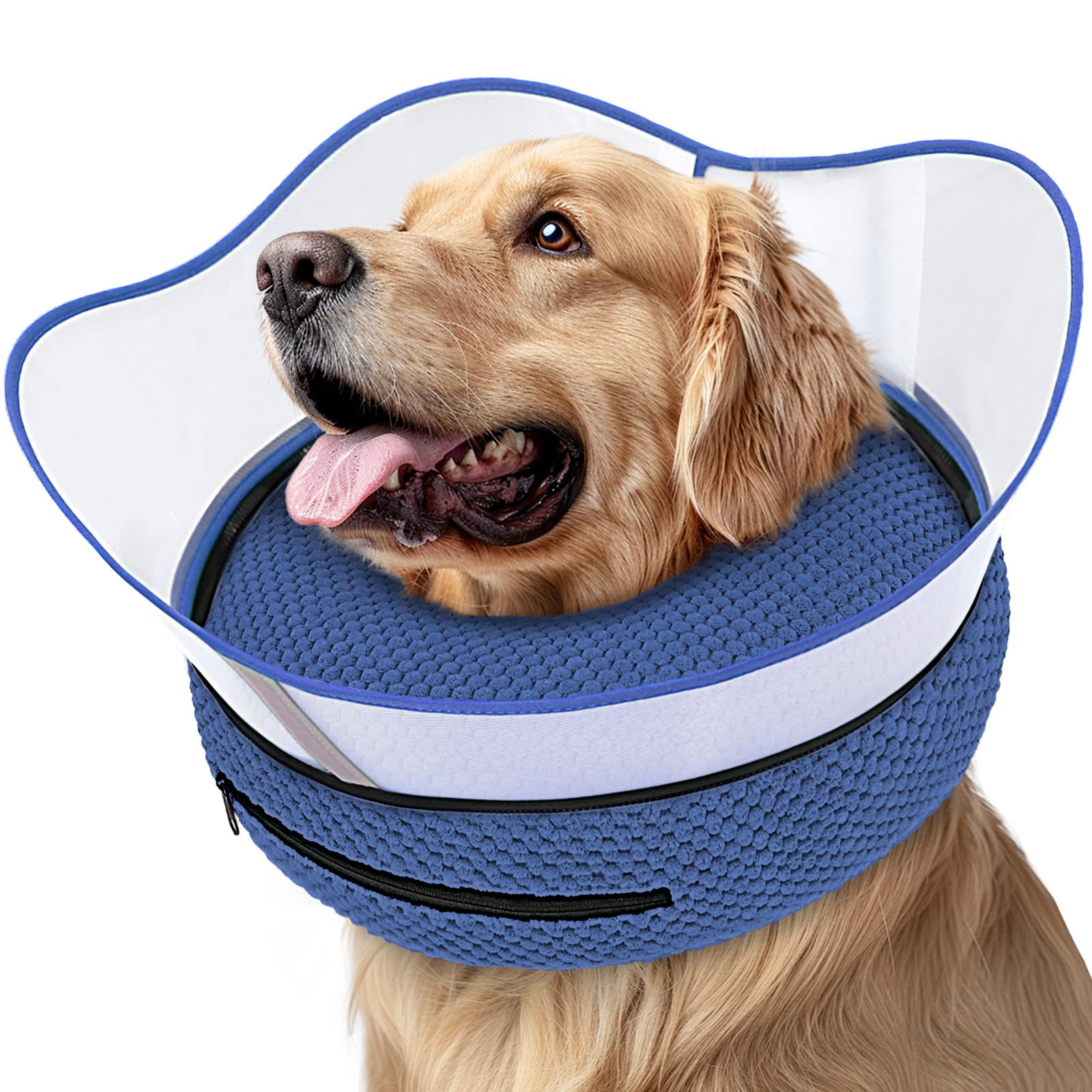 Supet raised inflatable dog cone outer view offers secure comfort during recovery.