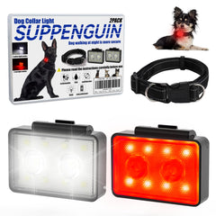 SUPPENGUIN Rechargeable Dog Collar Light clipped on for high-visibility night walks