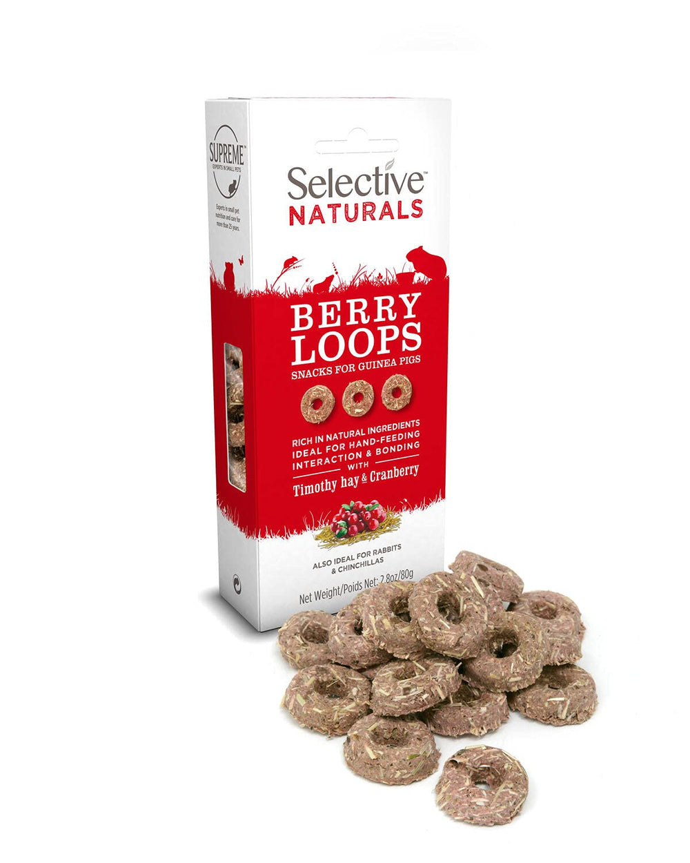 Berry Loops par Supreme Petfoods avec foin de Timothy et canneberge, ingrédients naturels.