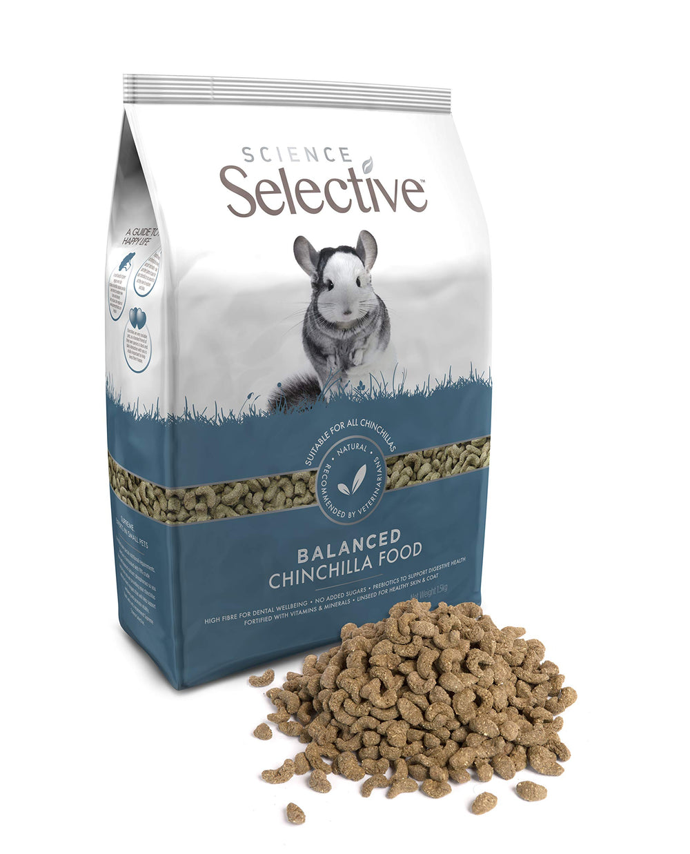 Supreme Petfoods Science Selective chinchilla packaging on shelf highlights quality and freshness