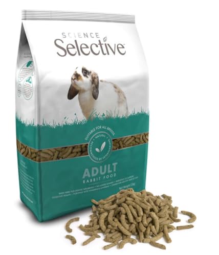 Science Selective rabbit kibble in a bowl, fibre-rich for daily digestive support.