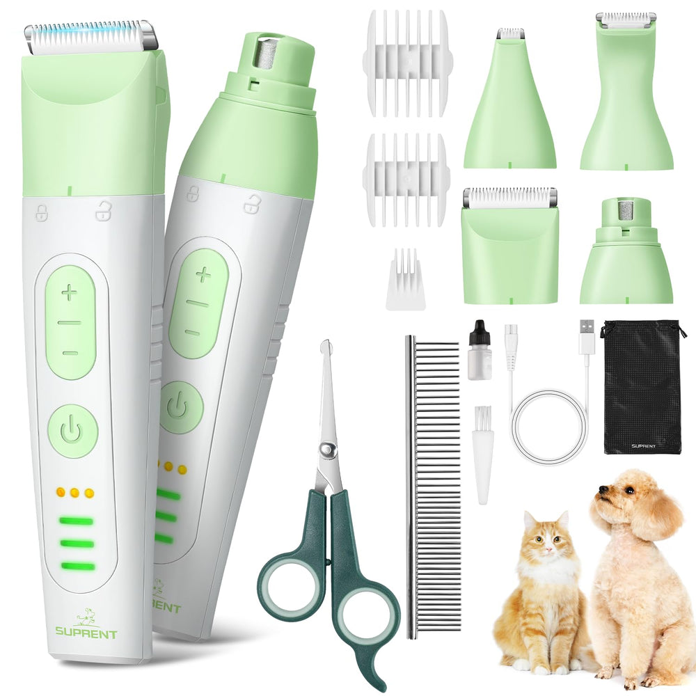SUPRENT dog grooming kit full set with 14 tools for versatile pet grooming.