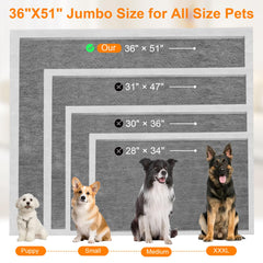 SUPRONLOVE Charcoal Puppy Pads ultra-absorbent multi-layer design traps moisture for dry floors