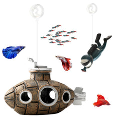 SUPTEC floating submarine aquarium decoration adds playful charm to tanks.