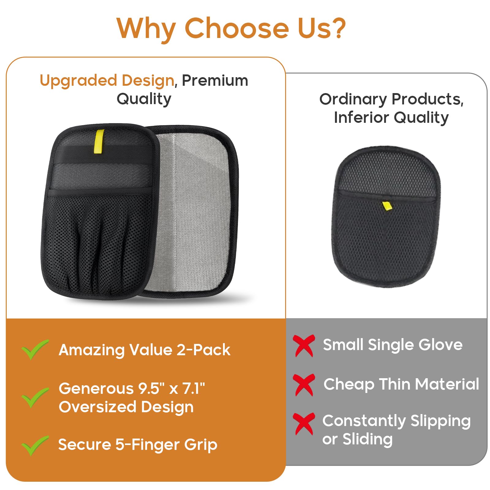 SUPVOL oversized 9.5 by 7.1 inch gloves cover more area