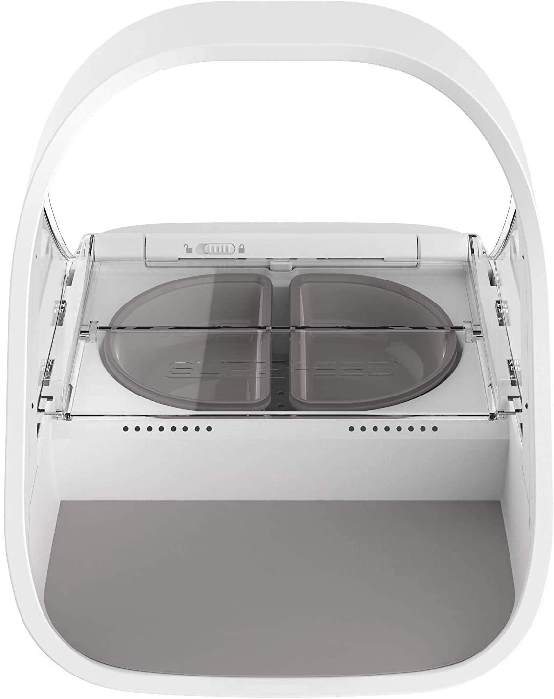 SureFeed feeder accessories include bowls and mat for a tidy feeding area.