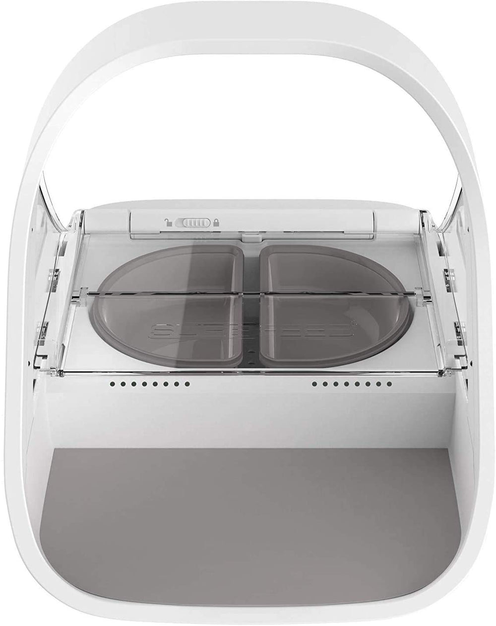 SureFeed feeder accessories include bowls and mat for a tidy feeding area.