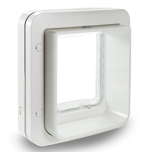 SureFlap Microchip Pet Door white installed in door for secure pet access