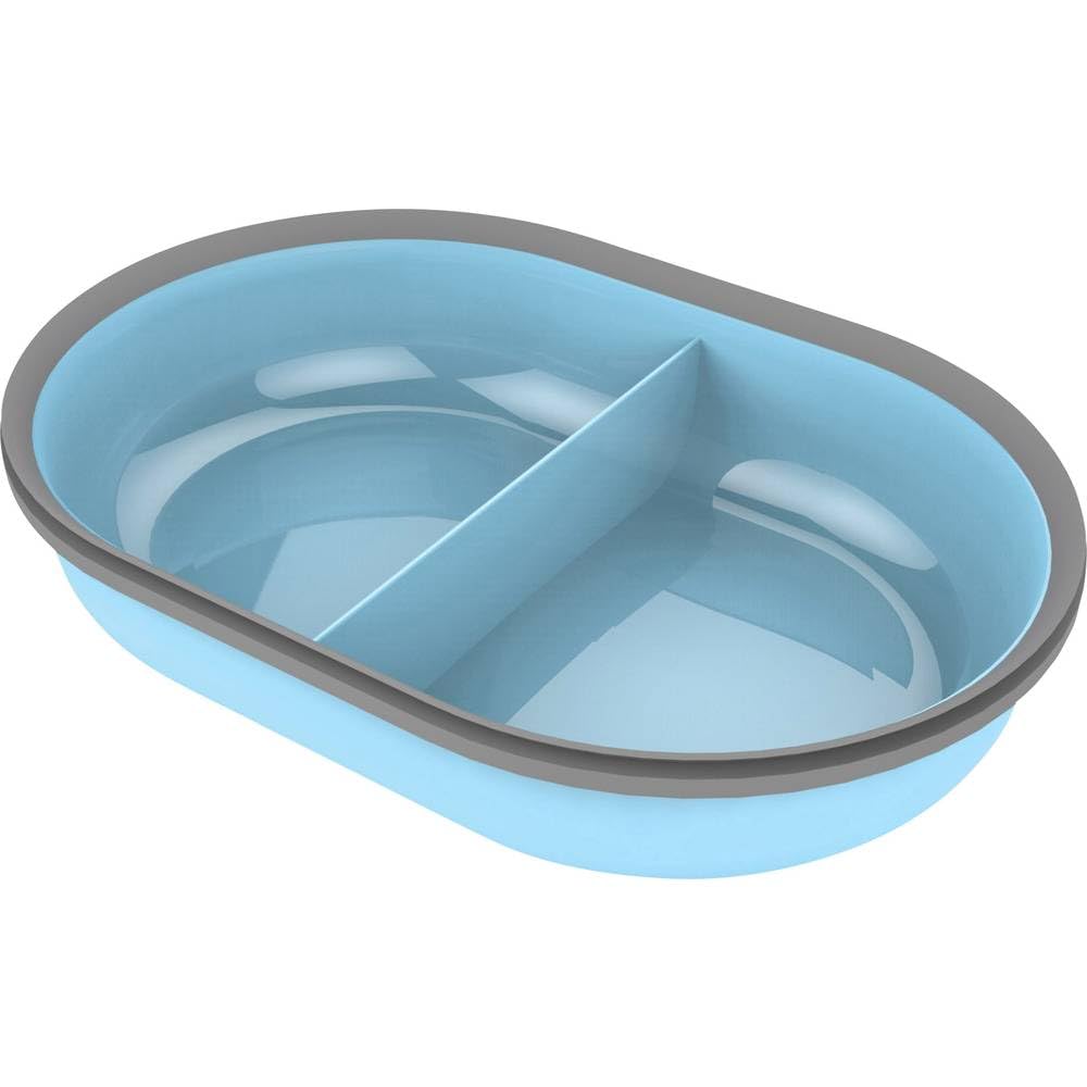 SureFlap Split Bowl Blue close-up shows two compartments for wet and dry food