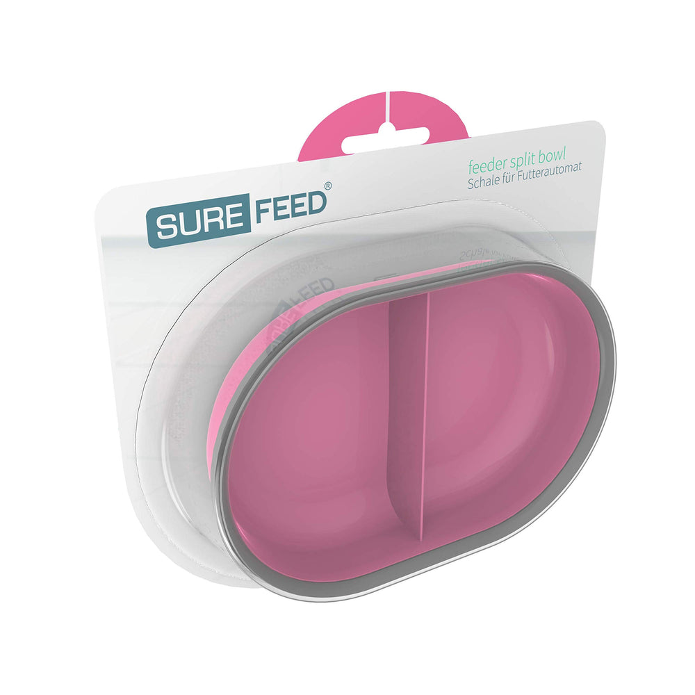 SureFlap pink split bowl ready for dishwasher cleaning.