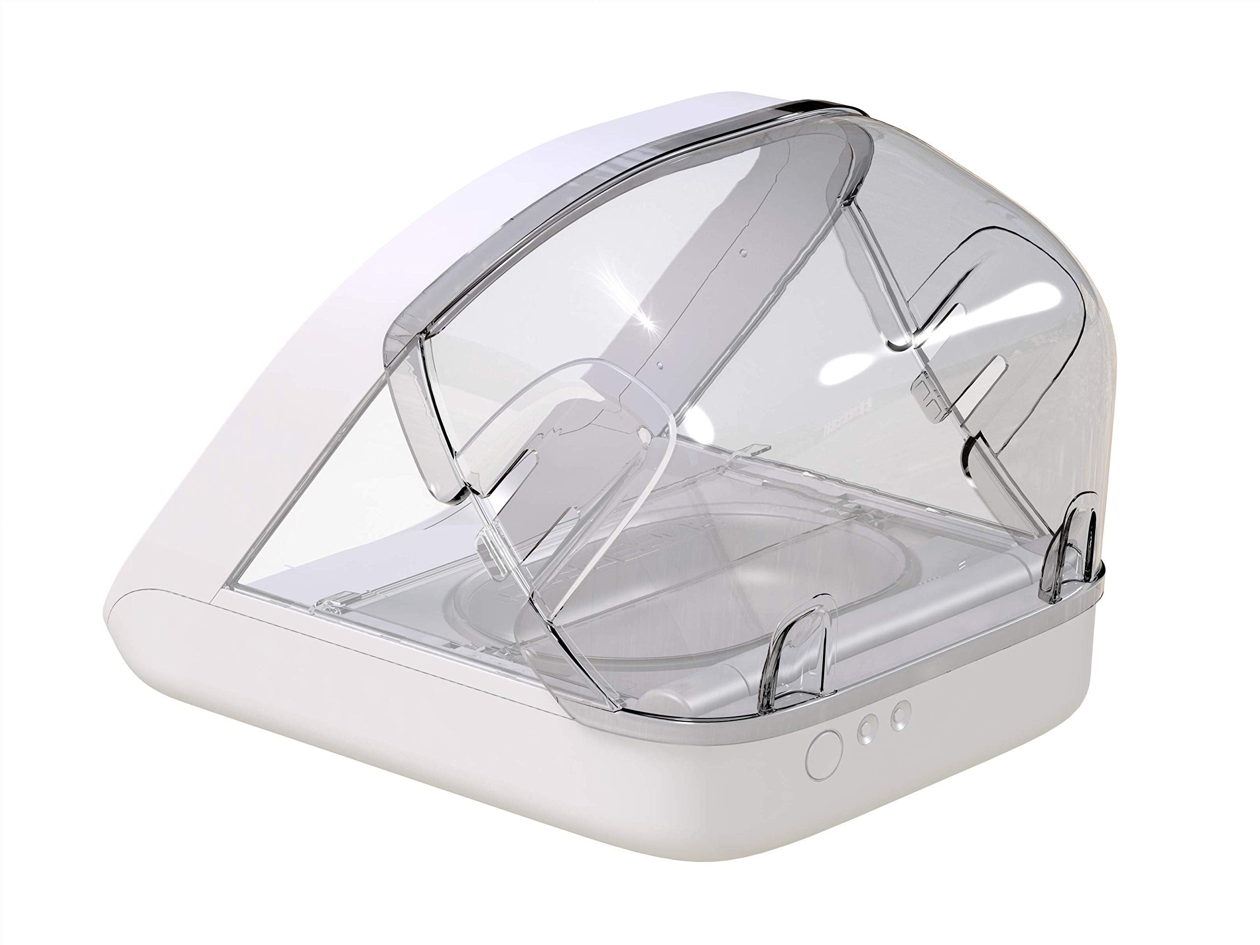 SureFlap SureFeed rear cover clips onto the feeder to help prevent rear-edge access when the lid is open.