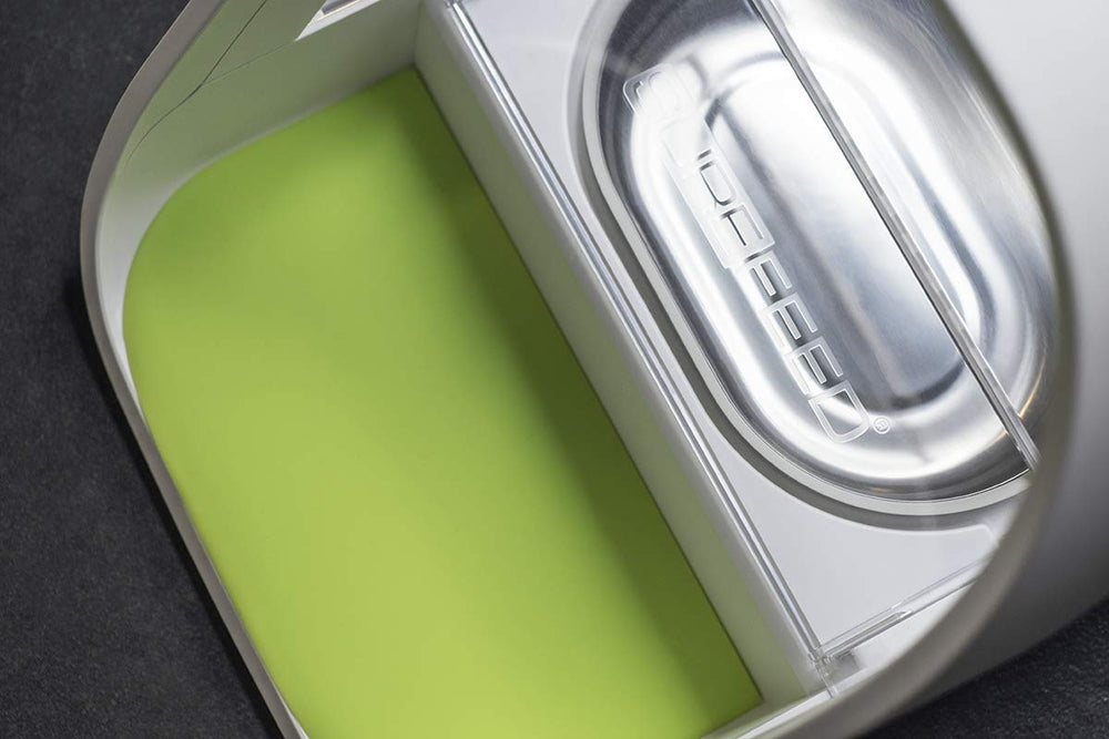 SureFlap SureFeed stainless steel bowl in use keeps meals organized and pest-free.