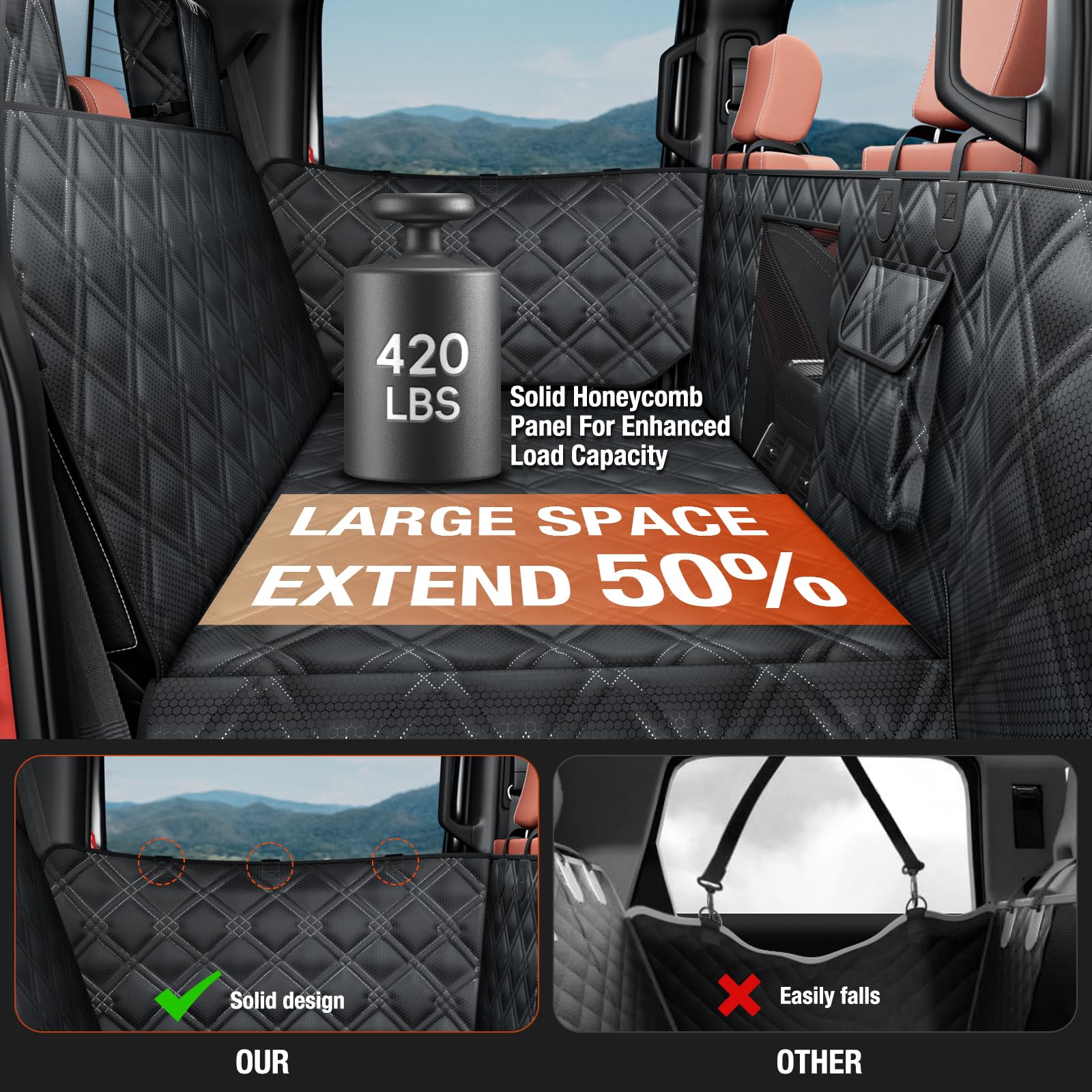 Surfcabin waterproof and scratch-resistant material shields seats and doors from mess.