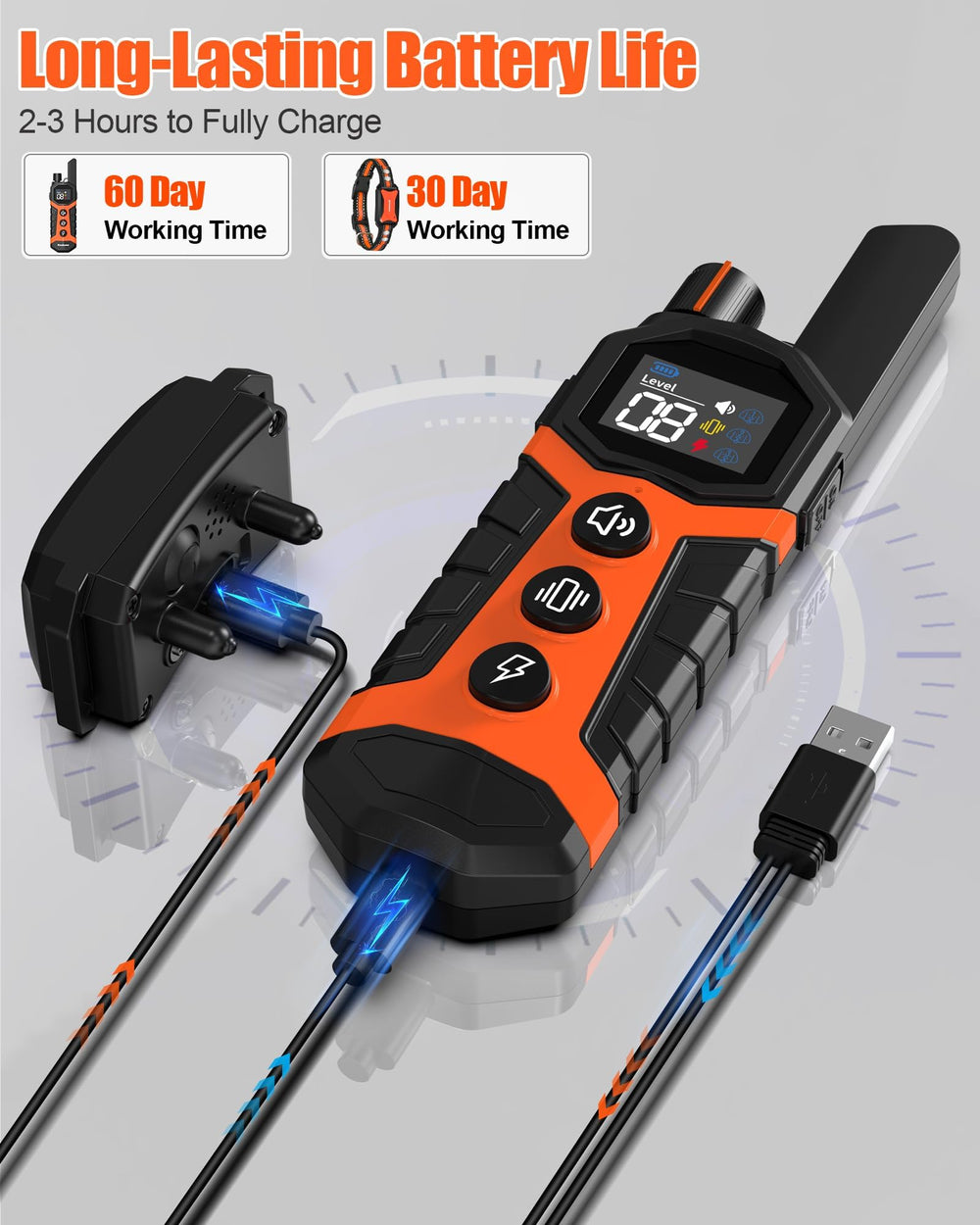 SurMountor shock collar receiver and remote charging cable setup