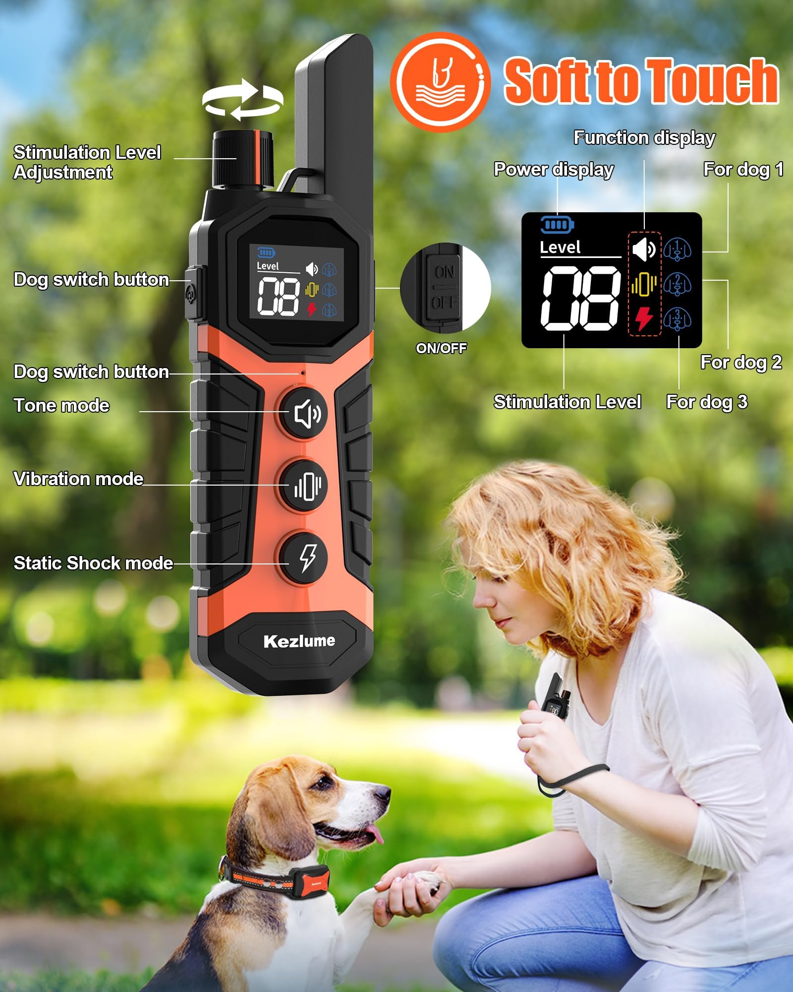 SurMountor dog shock collar three training modes for humane correction