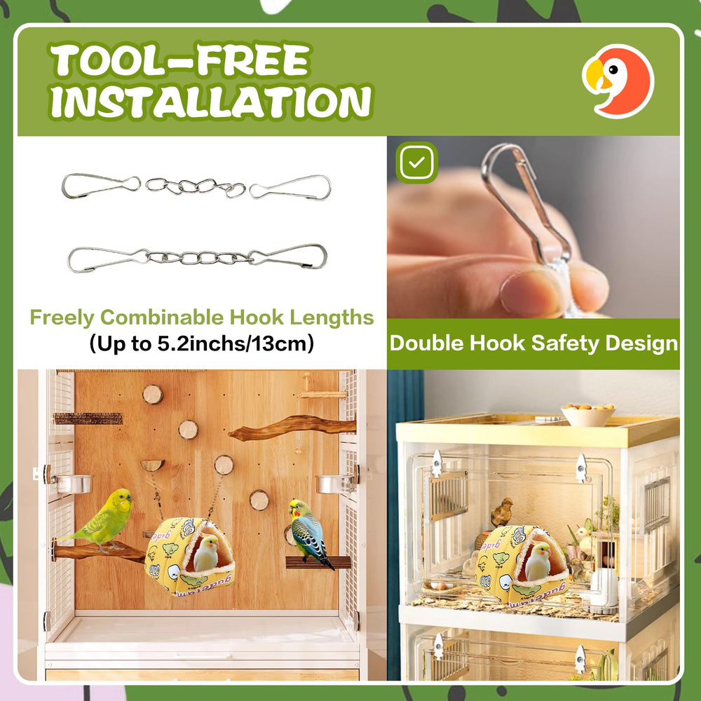 SUSOO two-size options fit lovebirds to cockatiels for a secure retreat.