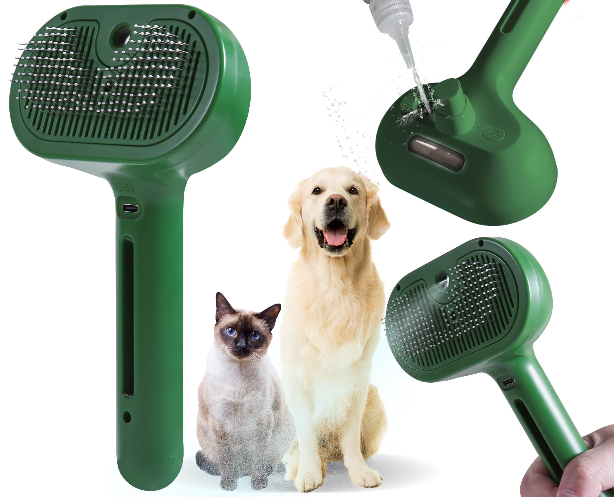 Susu & Wuwu deshedding brush with water spray action for cats and dogs