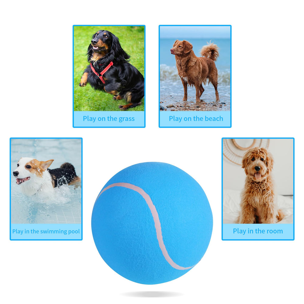 susu wuwu giant tennis ball for dogs yellow in-action shot demonstrates durability