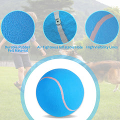 susu wuwu giant tennis ball for dogs yellow close-up rubber highlights sturdy material