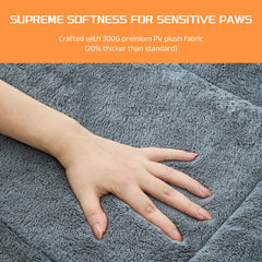 SUVAMJAM dog crate bed mat gray inside crate showing secure, slip-free rest