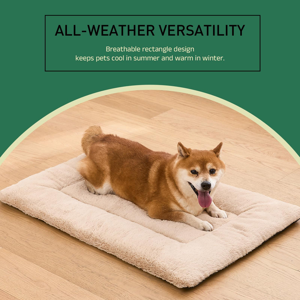 SUVAMJAM Washable Dog Crate Bed Mat cream easy machine-wash cleanup in cold cycle.