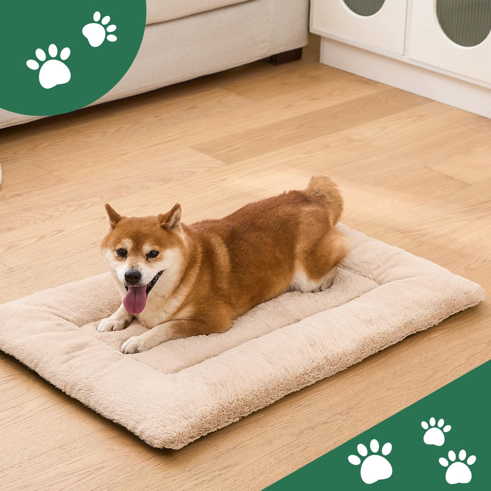 SUVAMJAM Washable Dog Crate Bed Mat cream ideal for seniors with joint comfort and cushioning.