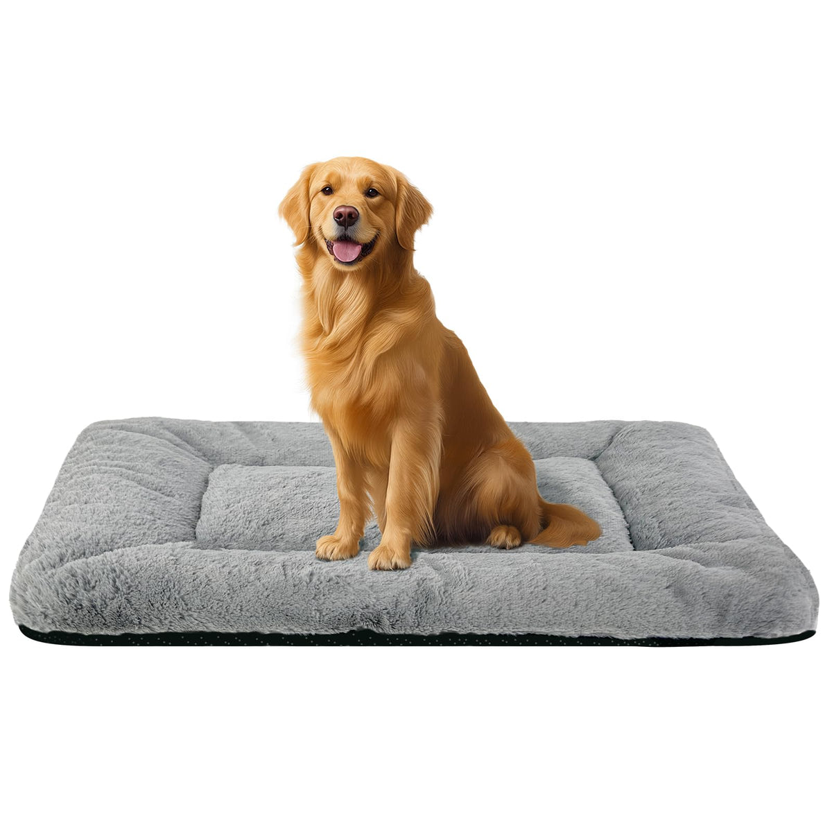 SUVAMJAM washable dog crate bed mat gray fabric close-up highlighting ultra-soft texture for sensitive skin