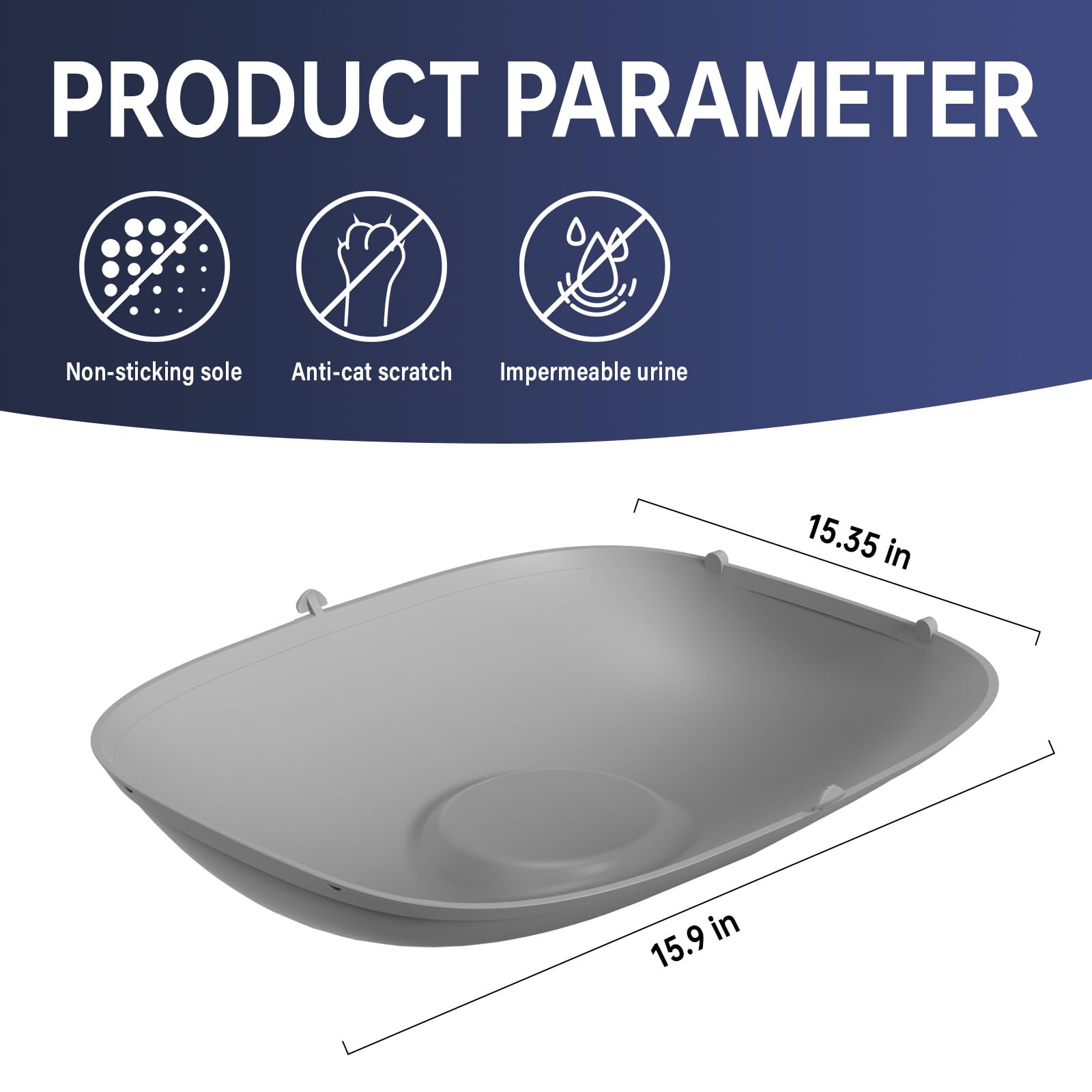 SUW silicone litter mat grey leakproof closeup highlights durable edge design that reduces spills.