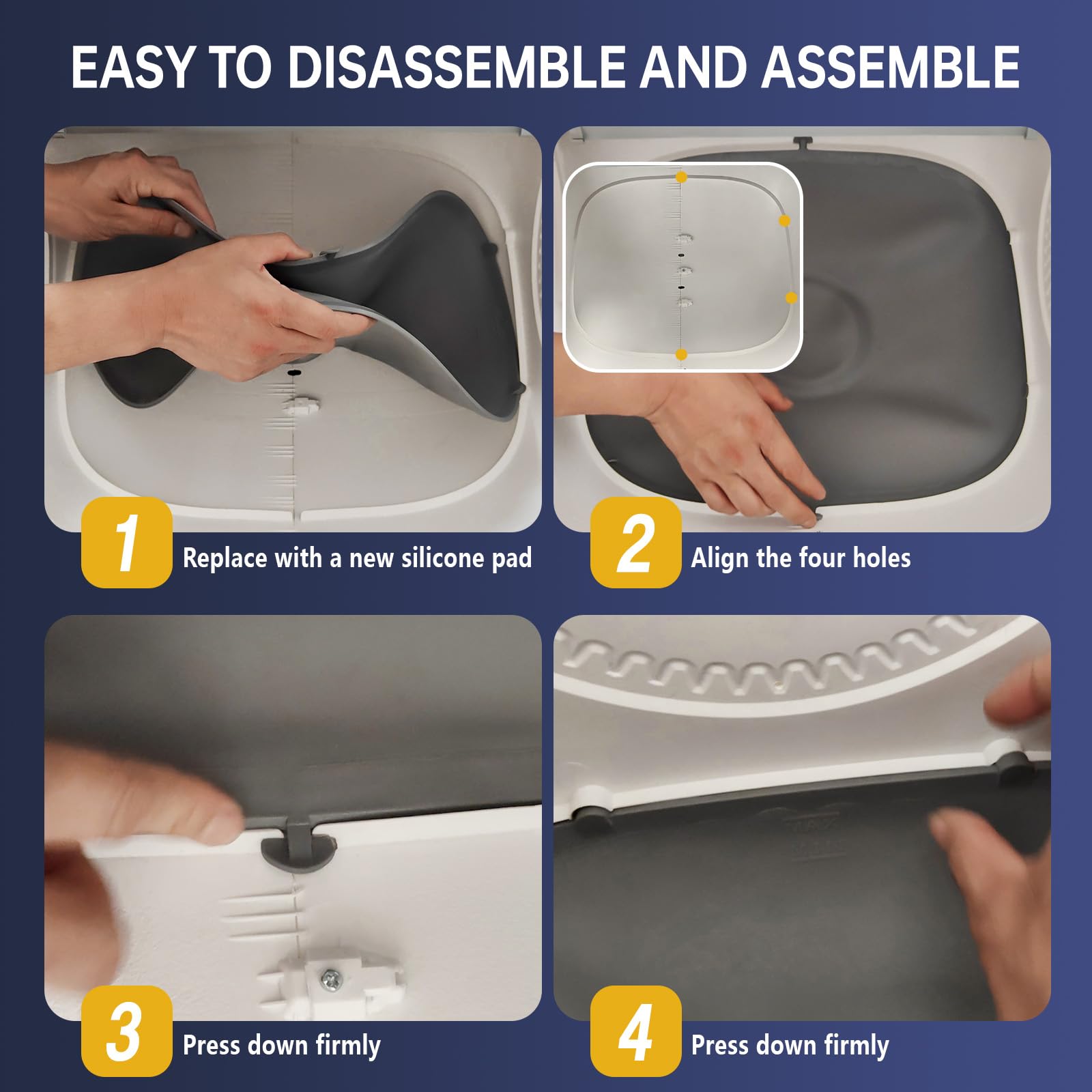 SUW silicone litter mat grey in-use photo shows a tidy litter area inside the self-cleaning box.