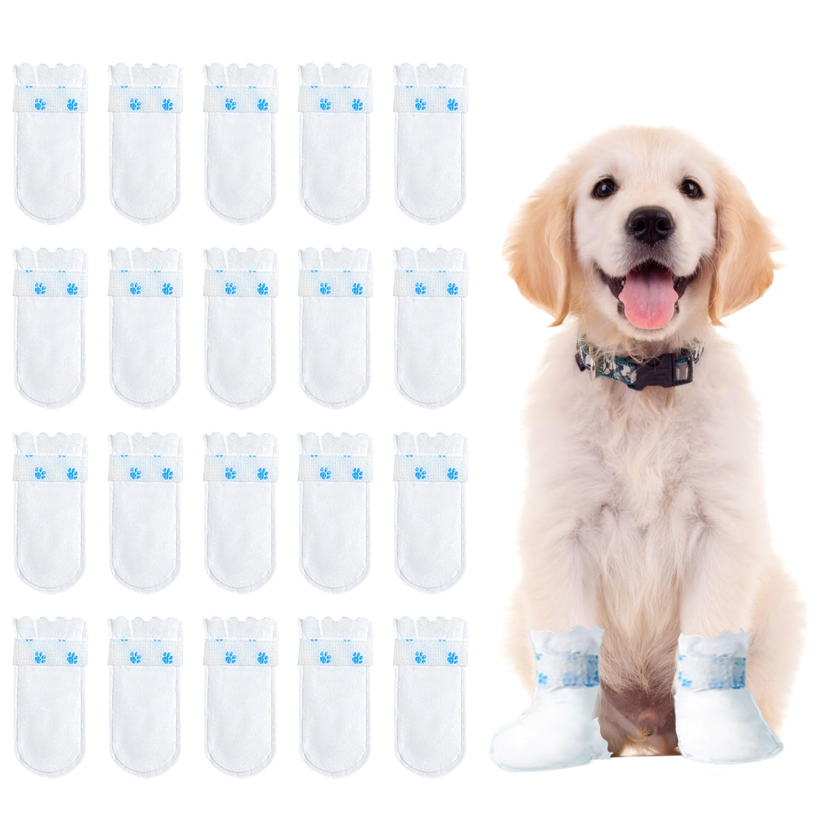 Suxgumoe disposable dog boots packaging shows 20 pack convenience for outdoor paws